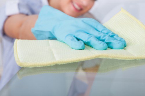 Sanitized shared office surfaces during office cleaning in Richmond